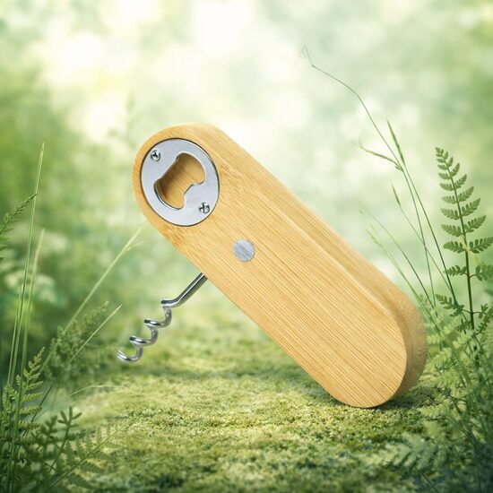 Magnētisks korķviļķis un pudeļu attaisāmais no bambusa